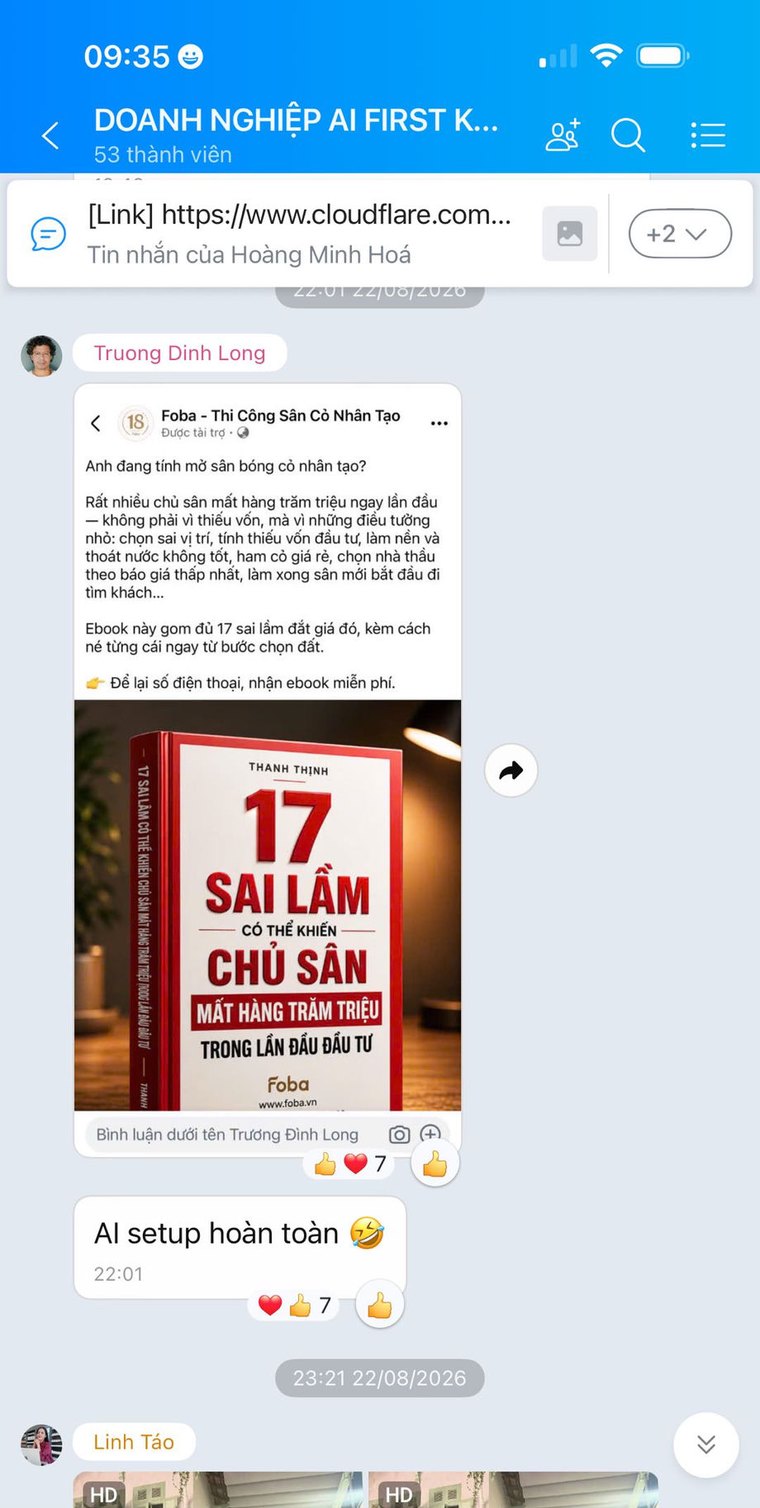 Học viên Trương Đình Long khoe quảng cáo Facebook do AI setup hoàn toàn